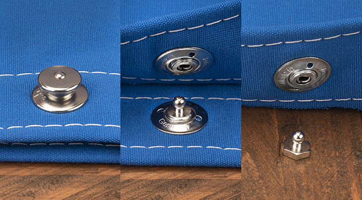 Pull-It-Up fasteners are great for securing canvas to cloth or surface applications.